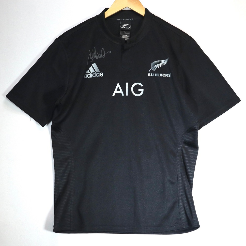 Adidas All Blacks Rugby Jersey Mens Large Black SIGNED Butler 1 Sportswear